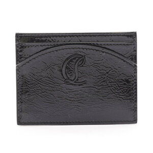 Christian Louboutin Loubi card holder Wallet Vernis Leather Black